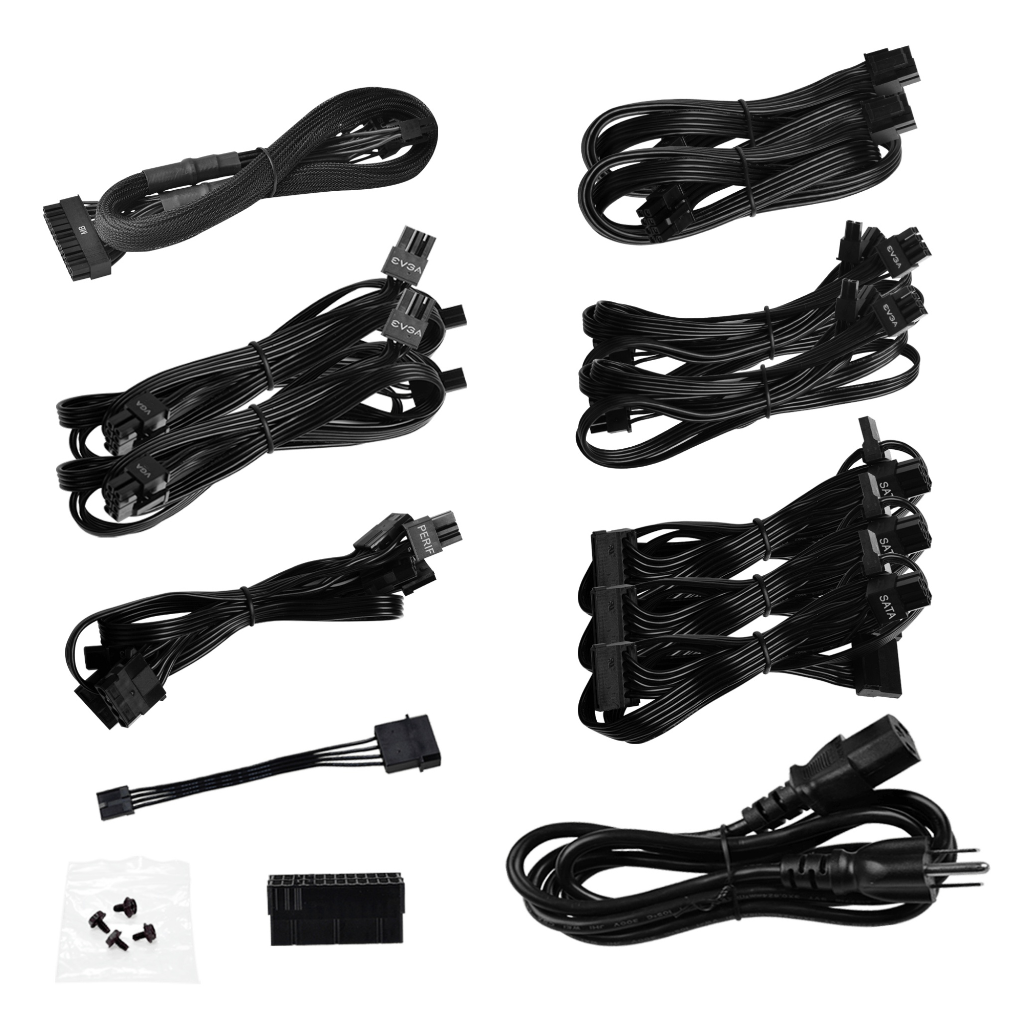 EVGA - Products - B3/B5/G2/G3/G5/G6/G7/GA/GM/GP/P2/P3/P5/P6/PP/T2 Black  Power Supply Cable Set (Sleeved) - 101-CK-0850-B9